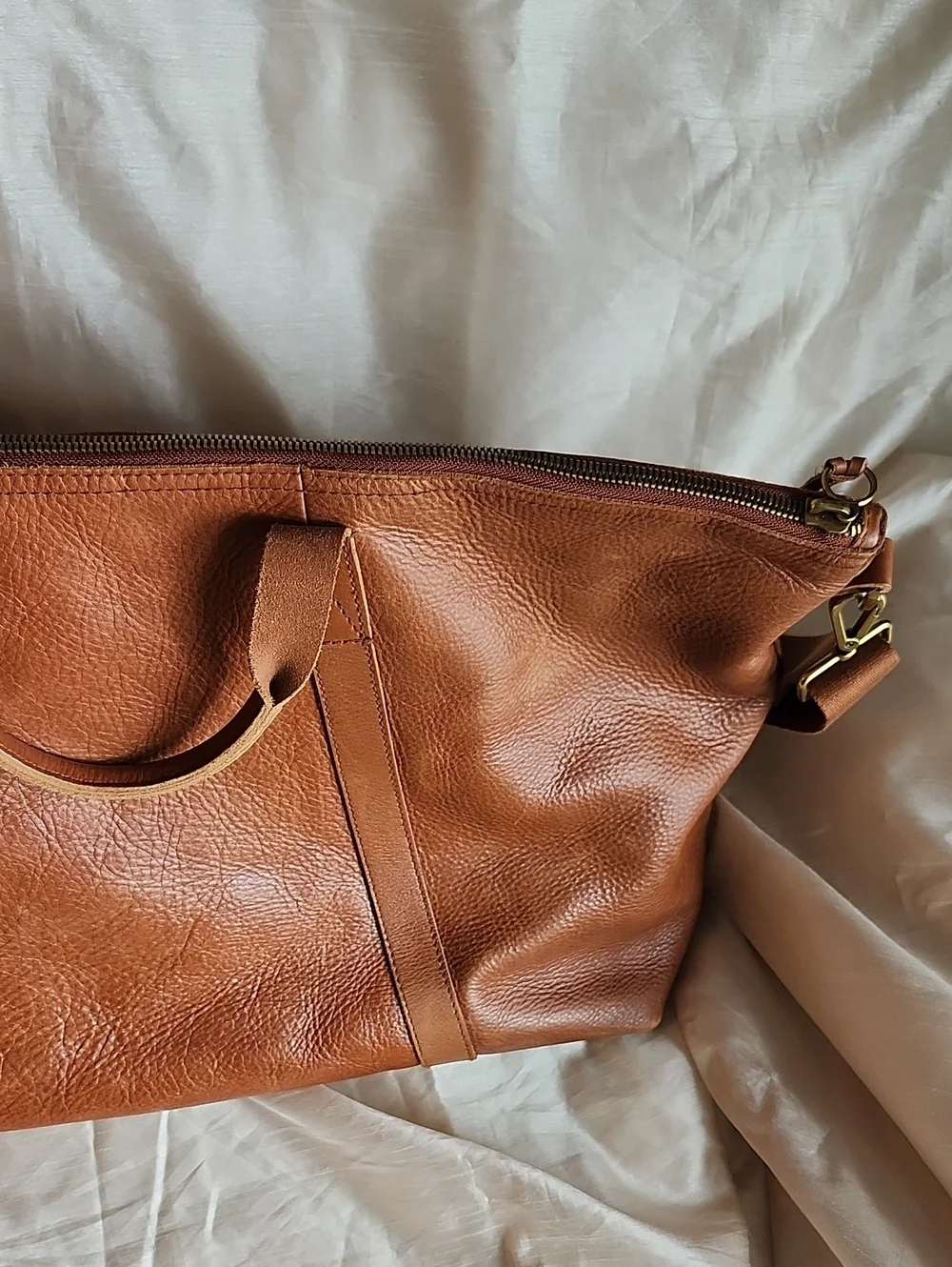 Vintage Madewell Classic Cognac Brown Leather Carry-On Tote Bag, $145